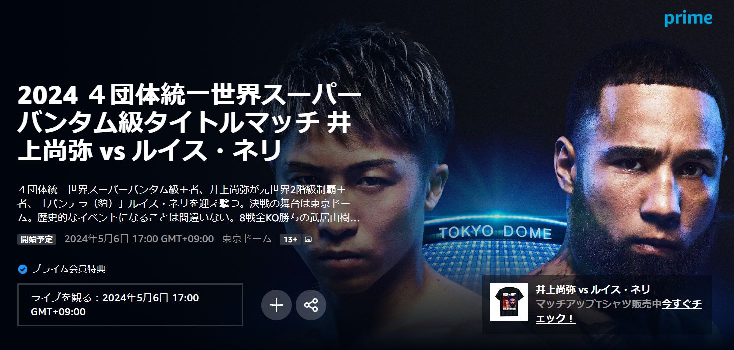 井上尚弥vsルイス・ネリ【プレミアムグッズ】5月6日東京ドーム 